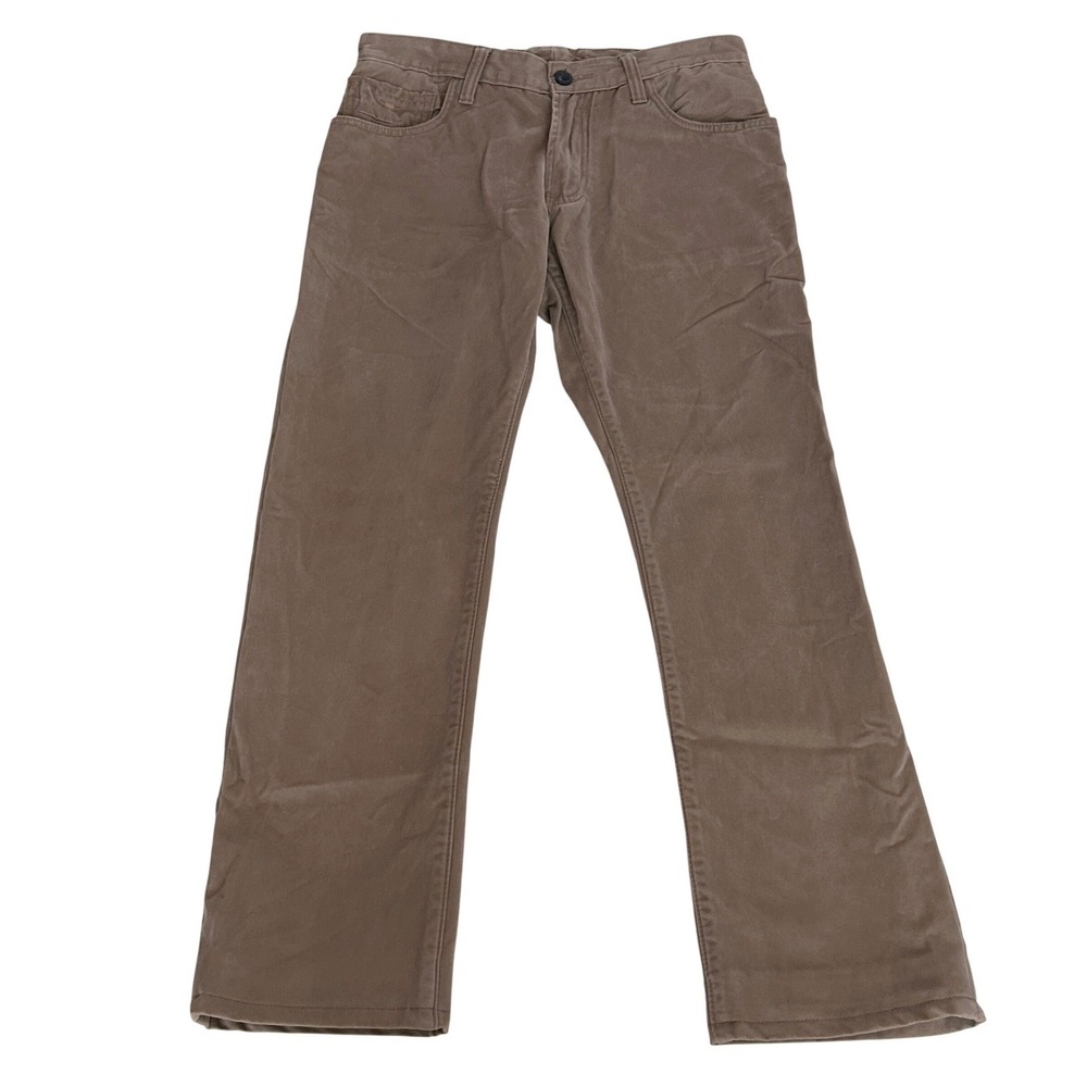 Mens Modern Straight Leg Cotton Chino Pants Brown Utility Aesthetic Match 30x28